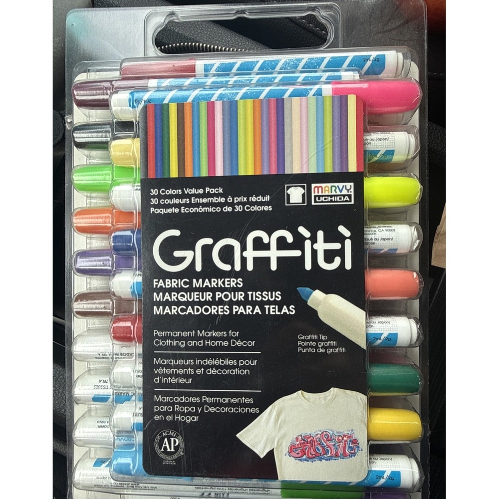 Graffiti Fabric Markers Value Set-30 Markers/Pkg-NEW IN PACKAGE-Home Decor-Marvy